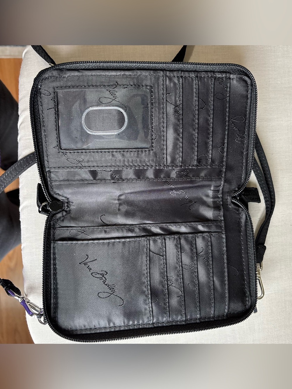 Vera Bradley Black Quilted Crossbody Wallet Bag - Picture 3 of 4